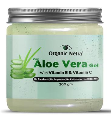 Organic Netra Pure Aloe Vera Gel with Vitamin C & E for Skin, Face and Hair | Helps To Repair and Smoothens Hair | Relax and Renew Your Skin and Sc