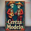Tucson Metal Wall Art Sign Day of The Dead Retro Skeleton Guitarist Decor 78x118 Inch Handmade