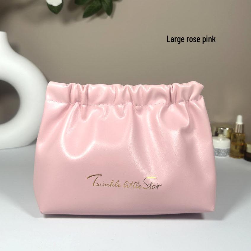 High-Value PU Pleated Cosmetic & Lipstick Travel Makeup Bag