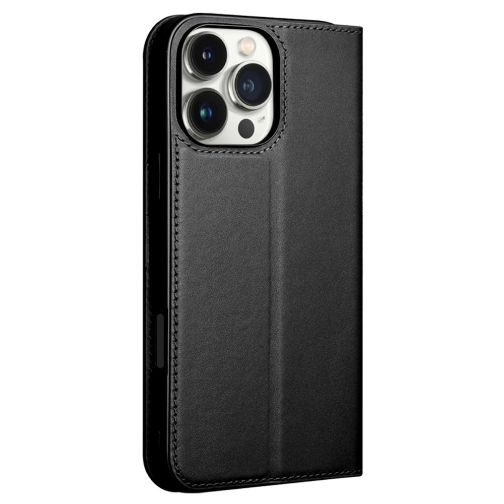 QIALINO Für iPhone 16 Pro Ständerhülle Sturzsicher Echtes Rindsleder Brieftasche Handyhülle