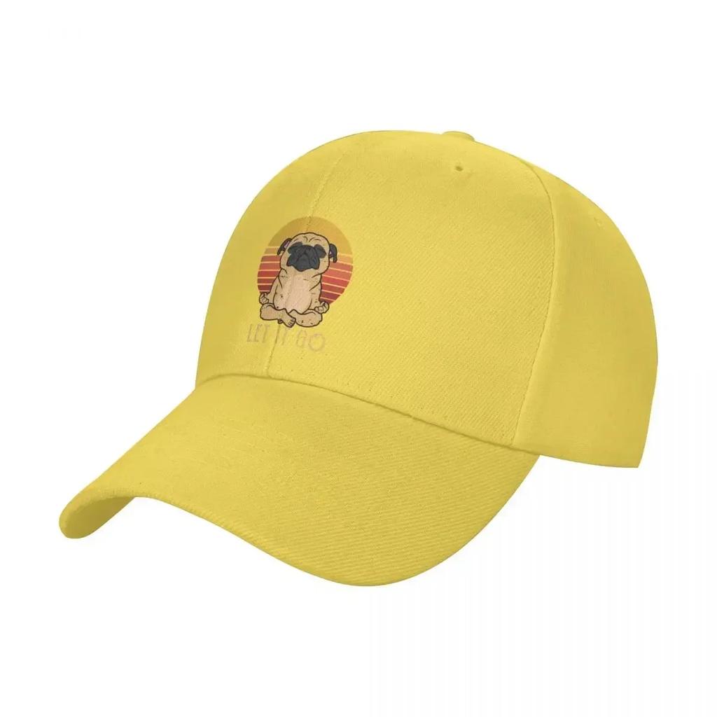 Let It Go Yoga Pug Baseball Cap Hat Luxury Brand Visor Derby Hat Uv Protection Solar Hat For Men Womens