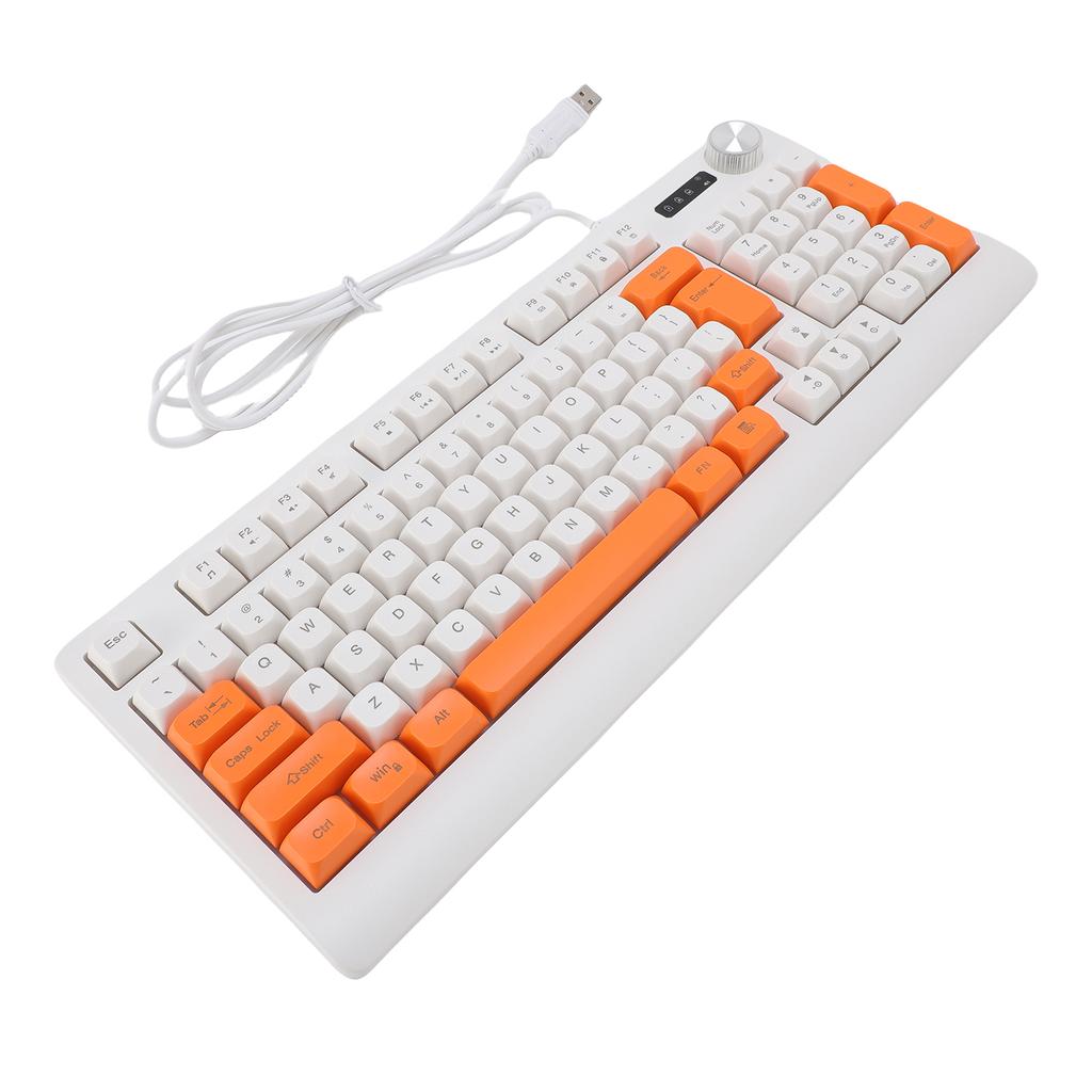 Keyboard 93 Keys Dynamic RGB Backlit Ergonomic Design Wired Gaming Keyboard with Volume Knob for