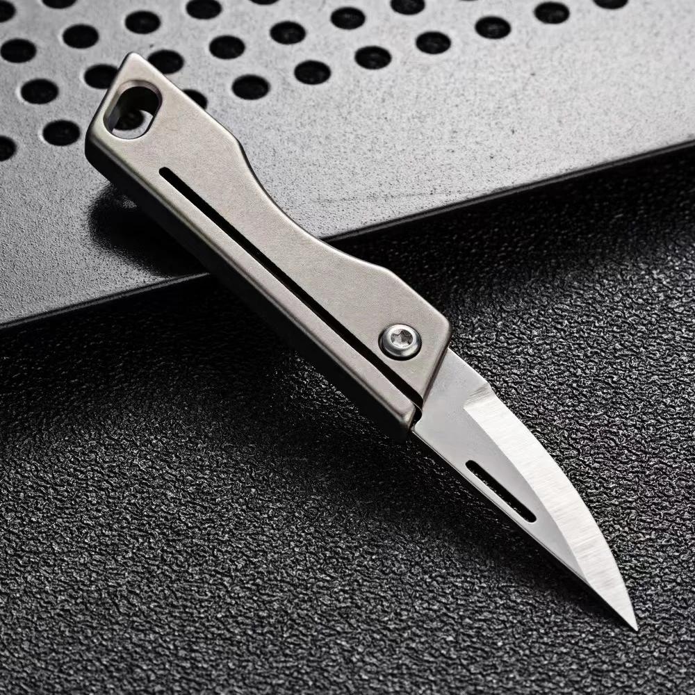 Mini Tc4 Titanium Alloy Mini Folding Knife EDC Portable Keychain Pendant Knife Express Unpacking Pocket Knife Gift EDC Tool
