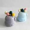 Cartoon Cat Ceramic Fruit Forks Set Ins Style Solid Color Ceramic Fruit Forks Receipt Jar Comfortable Grip Creative