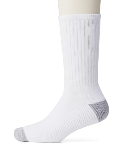 Amazon Essentials 10er-Pack Herren-Weiße Socken mit Rundhalsausschnitt und gepolsterter Sohle, Perfekt zum Laufen und für den Sport, Größen 25,0-27,0 cm