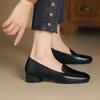 French Retro Soft Leather Loafers Women's Thick Heels and Small Leather Shoes 2025 Spring New Low-heeled Shallow-mouth Single Shoes