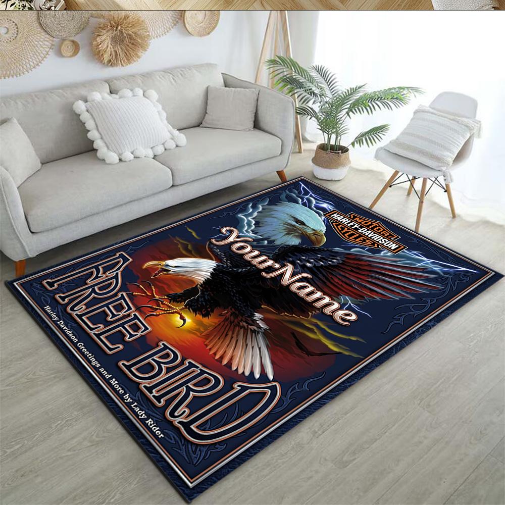 Harley-davidson Motorcycles Personalized Name Area Rug Design for Hallway Decorate room Kitchen Living Rooms Anti-slip Rug Anime Office Decor