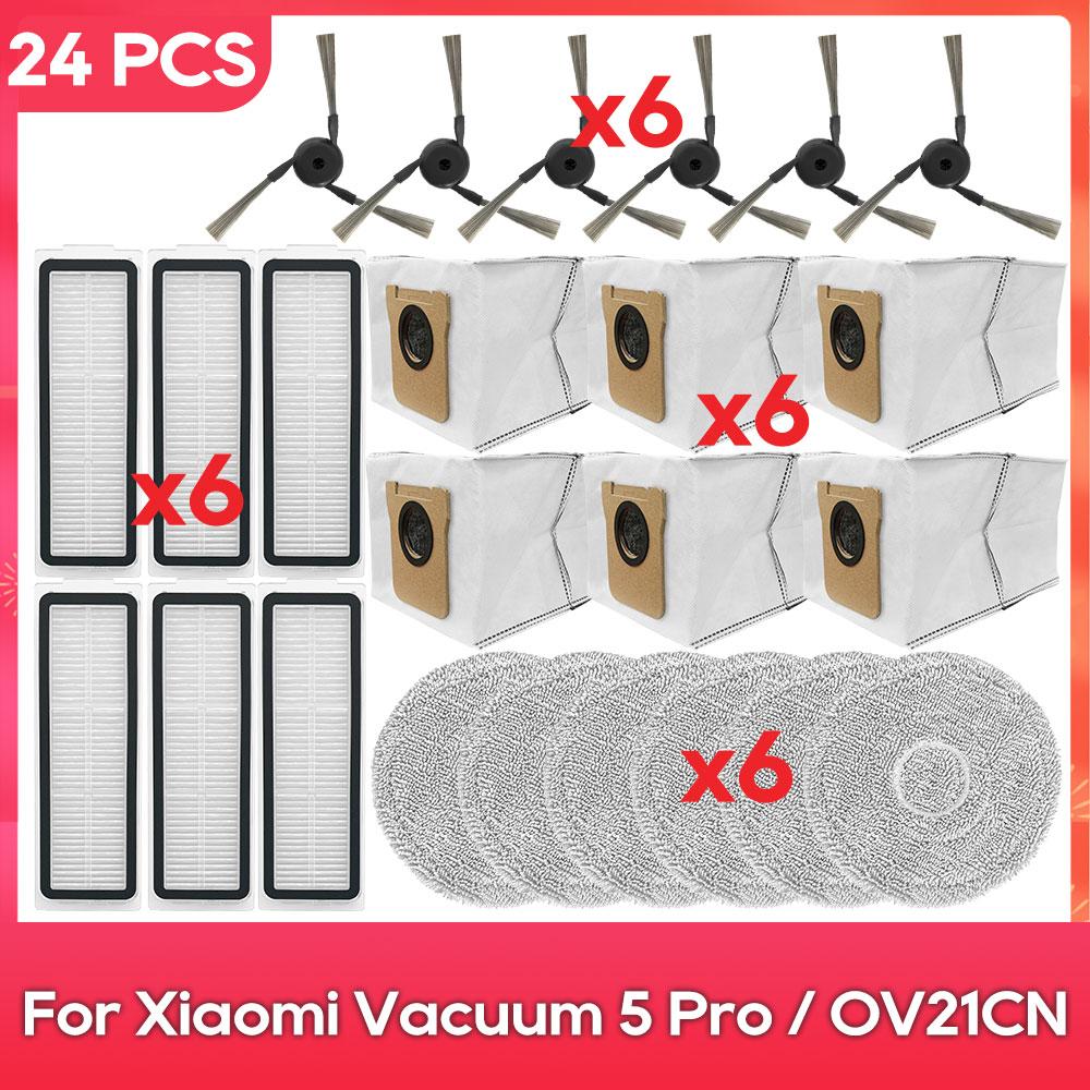 Compatible For ( Xiaomi Robot Vacuum 5 OV31GL / Xiaomi Robot Vacuum 5 Pro OV21GL ) Parts Main Side Brush Filter Mop Dust Bag