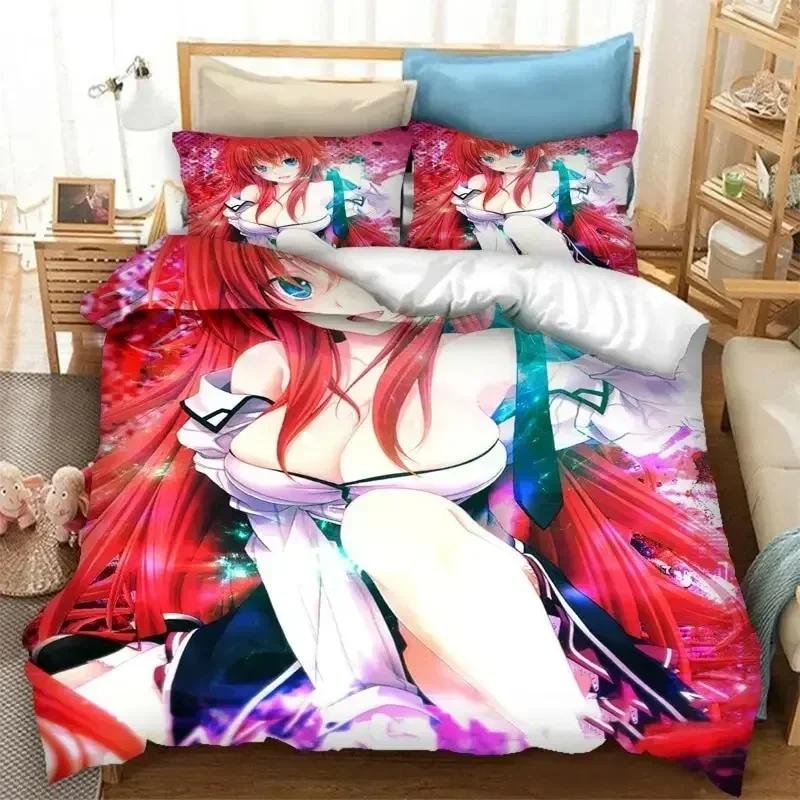 Anime High School DxD Bedding Set Duvet Cover Sheet Printed Bed Set Pillowcase Bed Full Queen King Size Comforter Bedroom