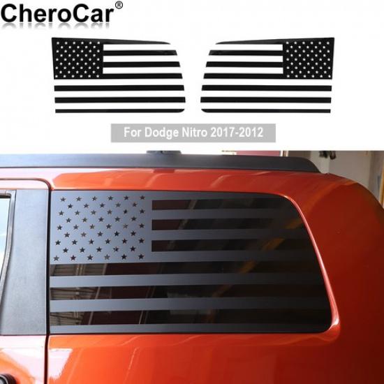 Rear Window Decal n US Flag Sticker Trim Decor For 2007-2012 Dodge Nitro