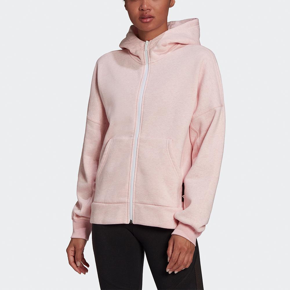 Adidas Solid Color Sports Hooded Jacket Women Outerwear Pink HE4156