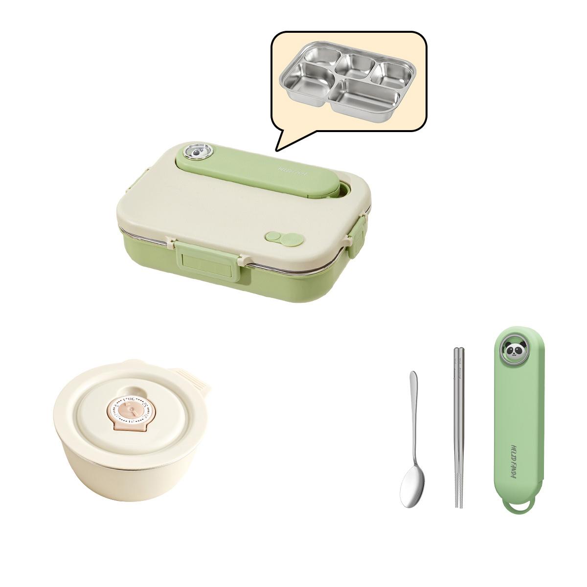 

WORTHBUY 1500Ml 4/5 Grid 304 Stainless Steel Lunch Box With Cutlery Microwave Large Capacity Sealed Bento Box For Student Adult