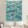 Japanische Illustration Wandteppich, Blauer Ozean Einfarbig Paisley Navajo Türkis Wandbehang Großer Wandteppich Dekoration Polyesterfaser