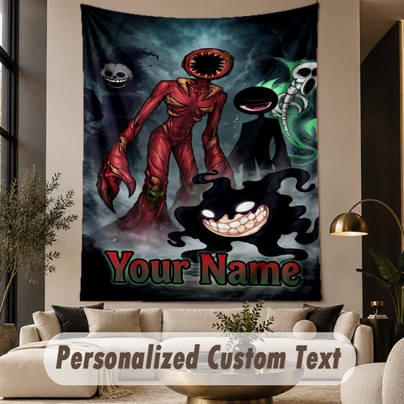 Custom Text Printed Tapestry Doors Pattern Large Wall Hanging Indoor Room Decor