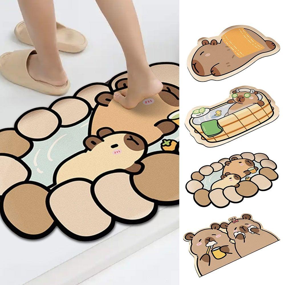 Cute Capybara Bathroom Foot Pad Absorbent Cartoon Doormat Diatom Mud Quick Drying Carpet