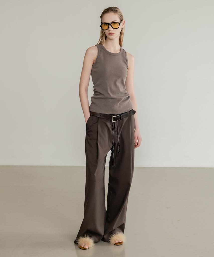 SSIN AND LEE (W) Low Loop Banding Slacks Brown