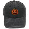 Cross-border Bestseller: Washed Soft-Top Casual Baseball Cap for Men and Women with Halloween Embroidered Pumpkin Smiley Face
