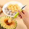 2 In 1 Stainless Steel Kitchen Cut Watermelon Carving Knife Fruit Digging Spoon Ice Cream Platter