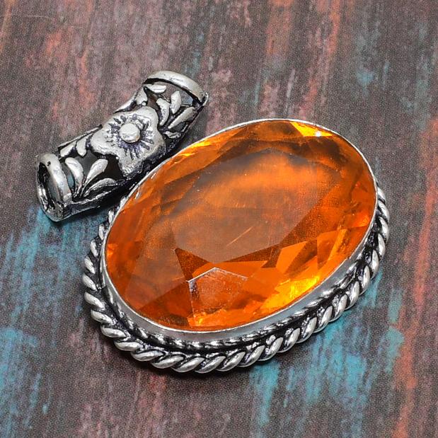 Beautiful Honey Topaz Gemstone 925 Sterling Silver Handmade Jewelry Pendant
