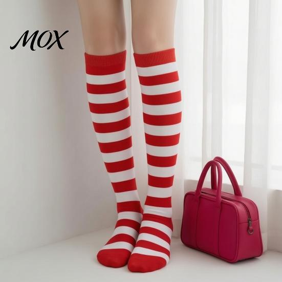 Comic-Ausstellung Outfit Accessoires Gestreifte Oberschenkelhohe Socken für Damen Mädchen, Über dem Knie Strümpfe, Mode Festlich Winter Strumpfwaren Weich Dehnbar