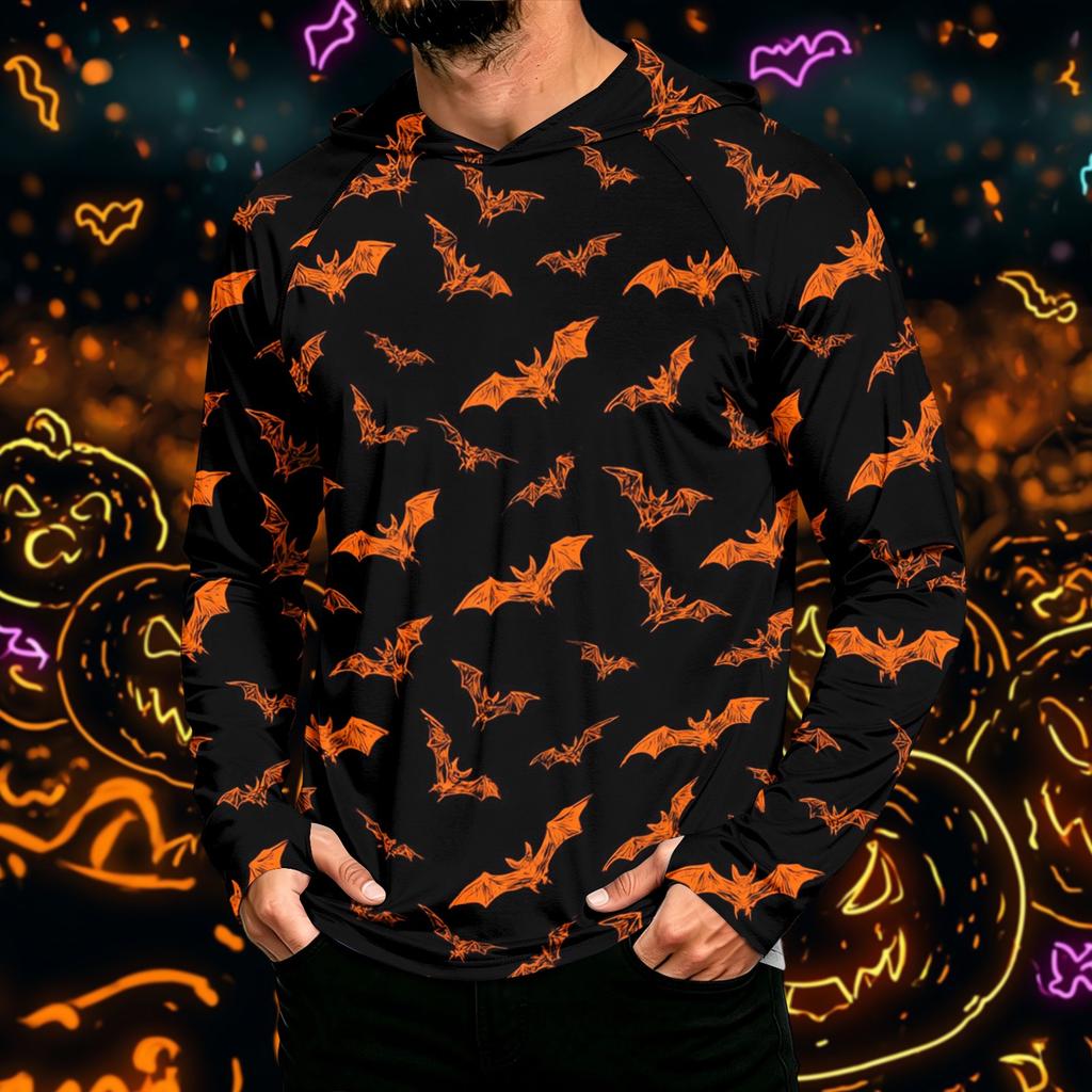 Men's Long Sleeve Hoodie with Sun Halloween Print Pullover
