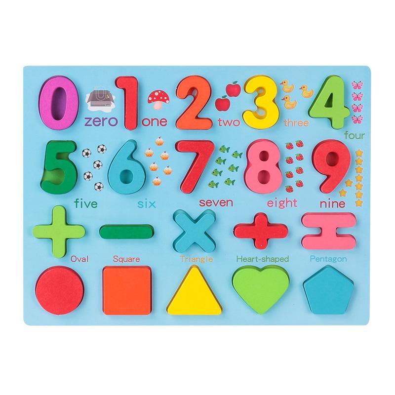 Kids 3D Wooden Puzzle Toys Colorful Number Letter Geometry Shape Cognition Grasp Board Early Learning Educational Montessori Toy