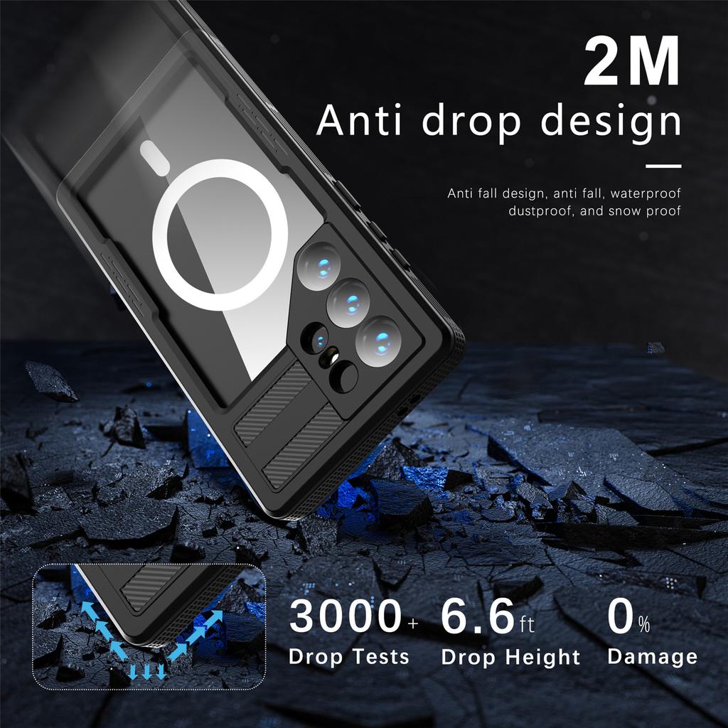 REDPEPPER IP68 wasserdichte Hülle für Samsung Galaxy S24 Ultra, magnetische, transparente Telefonabdeckung