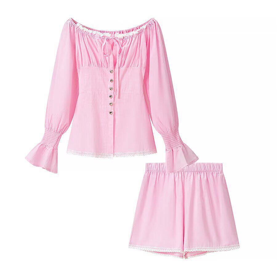 European and American style, wholesale women's clothing, fashionable and versatile temperament design, top + shorts two-piece set