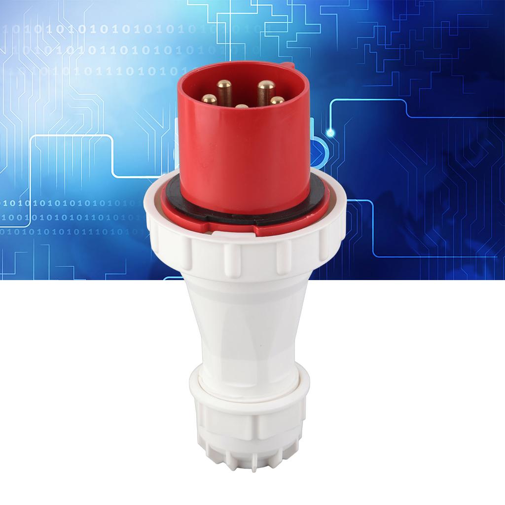Industrial Socket CEE Aviation Connector IP67 Waterproof 5PIN 63A 220‑415V Red for Outdoor