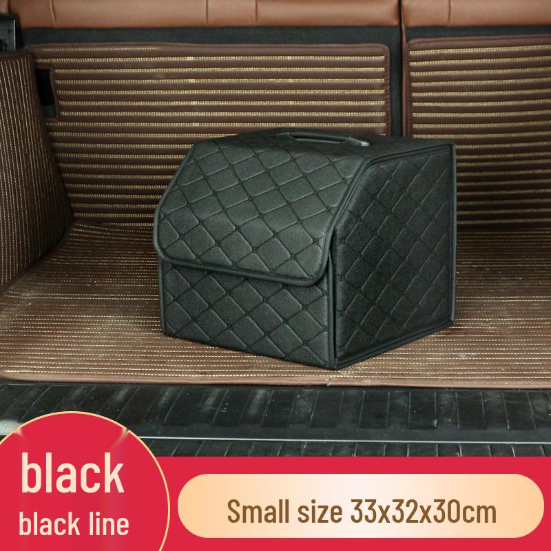 Trunk Storage Box: Multifunctional Folding Car Organizer with Logo-Printed Leather