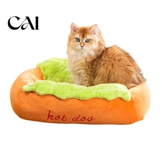 Duurzaam Polyester Huisdierenhuis Hotdog Bed, Verwijderbare Wasbare Mat, Gezellig Pluche Nest Warme Mat Schattig Bed voor Kleine Honden Katten Binnengebruik