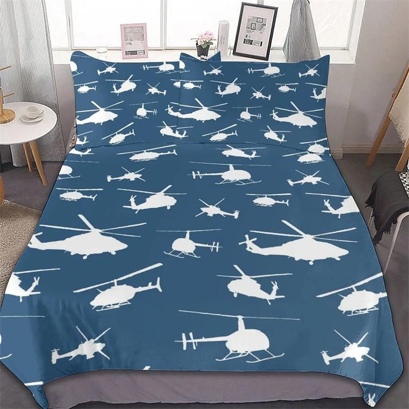 Premium Airplane Duvet Cover Planes Fying In Air Aviation Airport Helicopters And Jets Cartoon Style Room Decorative For Boys Girls Gift