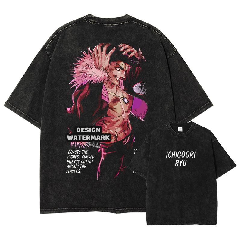 Anime Jujutsu Kaisen Tshirt Vintage Washed Hiromi Higuruma T Shirts Oversized Choso Short Sleeve Retro Mahito Tops Tees Unisex