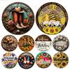 High Definition Metal Tin Sign Set Seasonal Welcome Themed Round Wall Art Decor for Front Door Porch Home Decoration