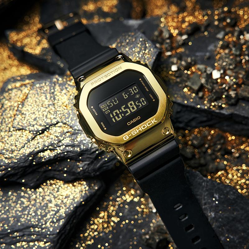 Casio Retro Classic Small Square Waterproof Movement Quartz Movement Resin Strap Japanese and Korean Watch Men's Watch Gold Dial GM-5600G-9PR