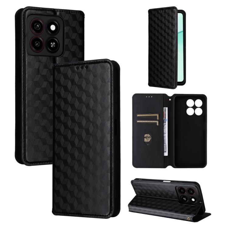 Cubic Grid Texture Flip Leather Phone Case