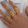 Anéis Irregulares Ondulados de Aço Inoxidável Para Mulheres Criativos Cor Dourada Ajustável Anel Aberto Joias Femininas Punk Rapper Anillos Presentes