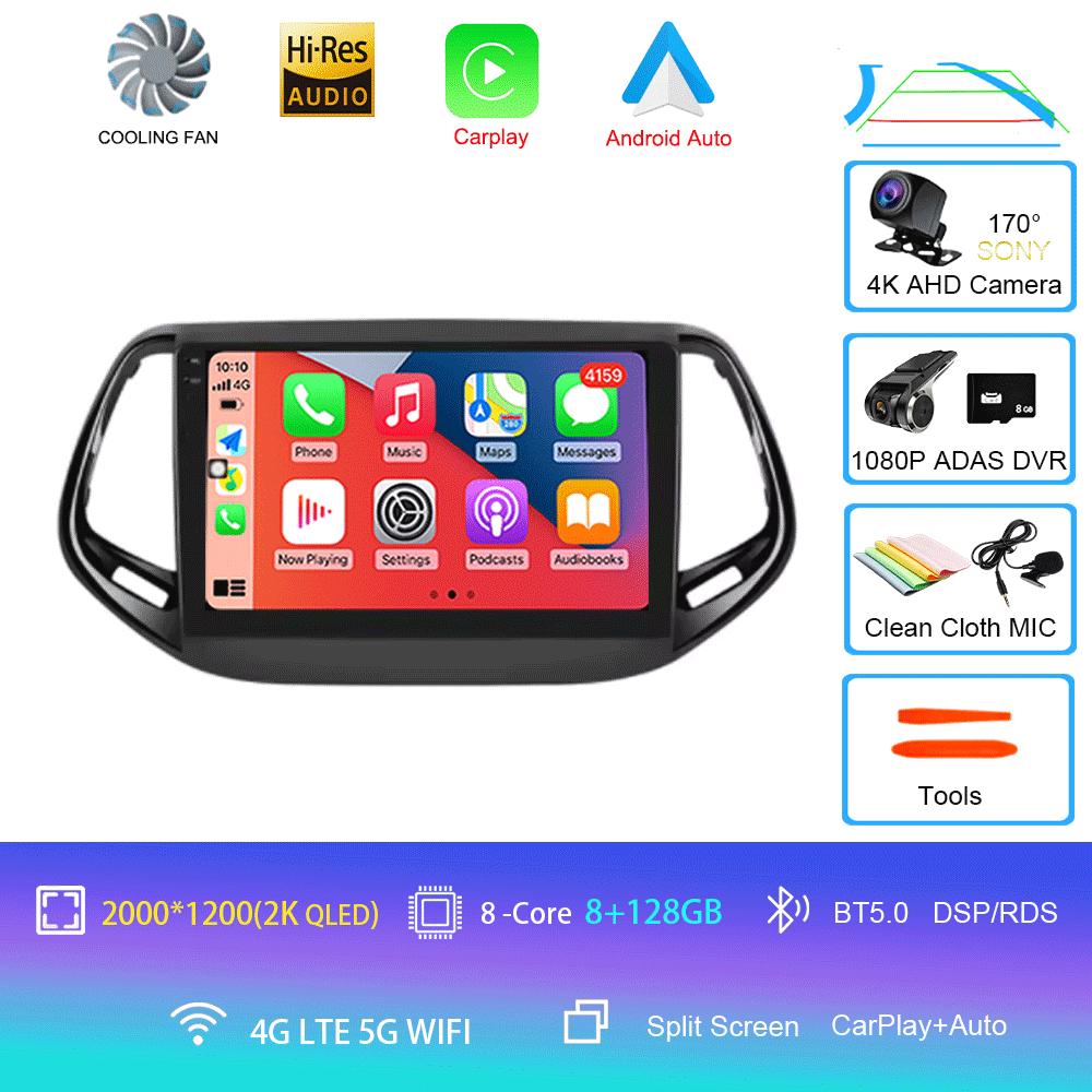 For Jeep Compass 2017 - 2019 360 Camera Head Unit Android 14 Video Player Car Radio Autoradio Multimedia GPS Navigation Monitor