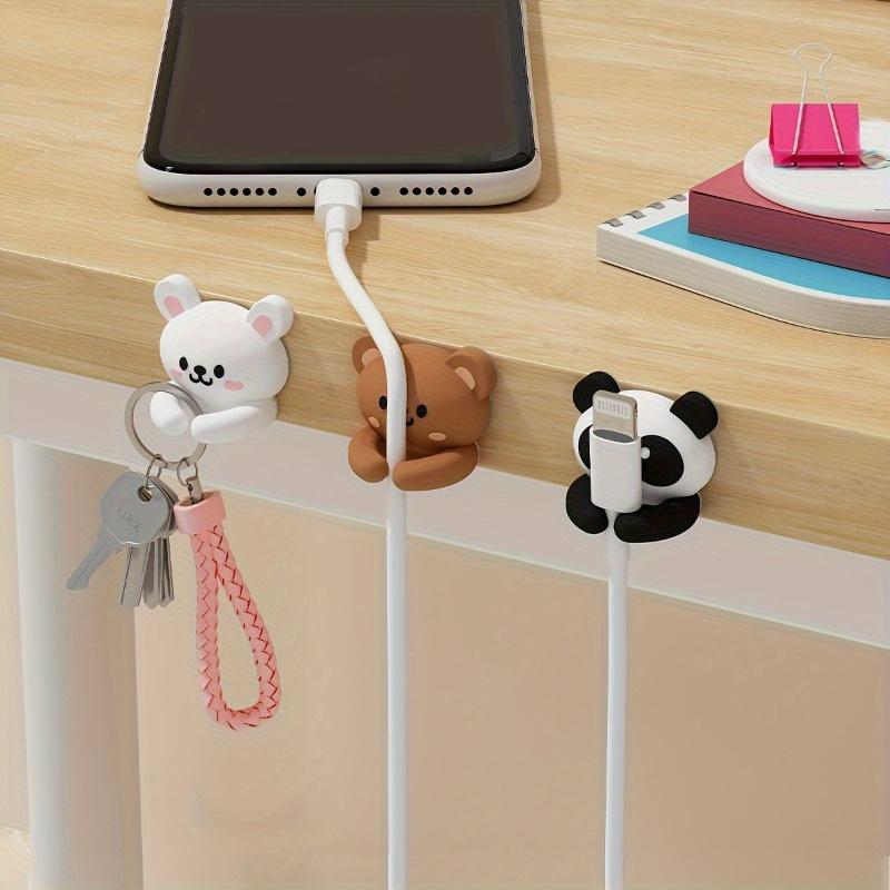 Cute Desktop Cable Organizer With Hooks And Clips For Mouse And Earphone Wires Nail Free Cord Holder For Desk Drawer Storage