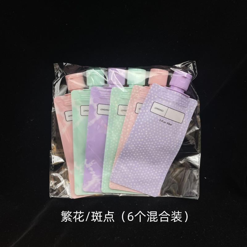 

3/6Pcs 90Ml Travel Empty Lotion Dispensing Bags Reusable Liquid Leakproof Squeeze Bags Shampoo Cosmetic Storage Bottles as the picture