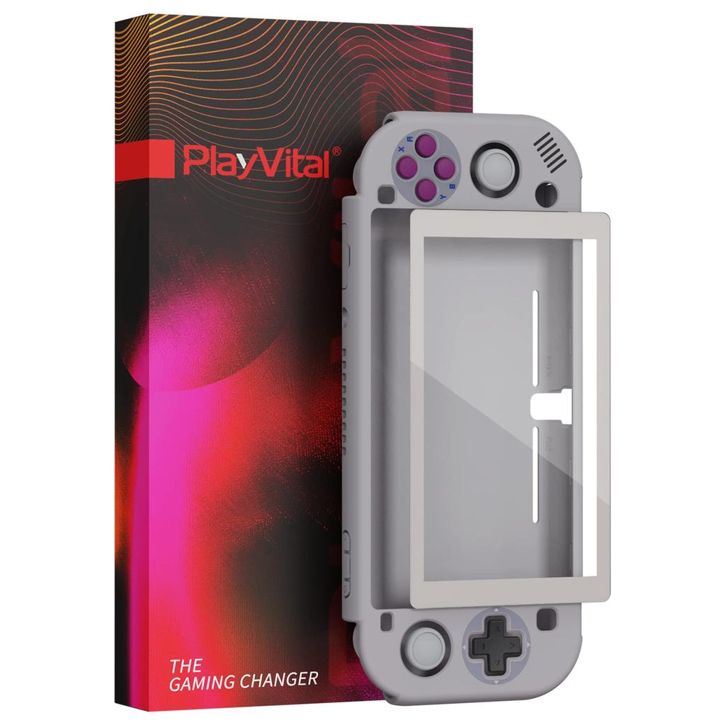eXtremeRate Protective shell for PlayVital Switch Lite hard shell cover for Switch protective shell glass film thumbstick grip cap button cap are