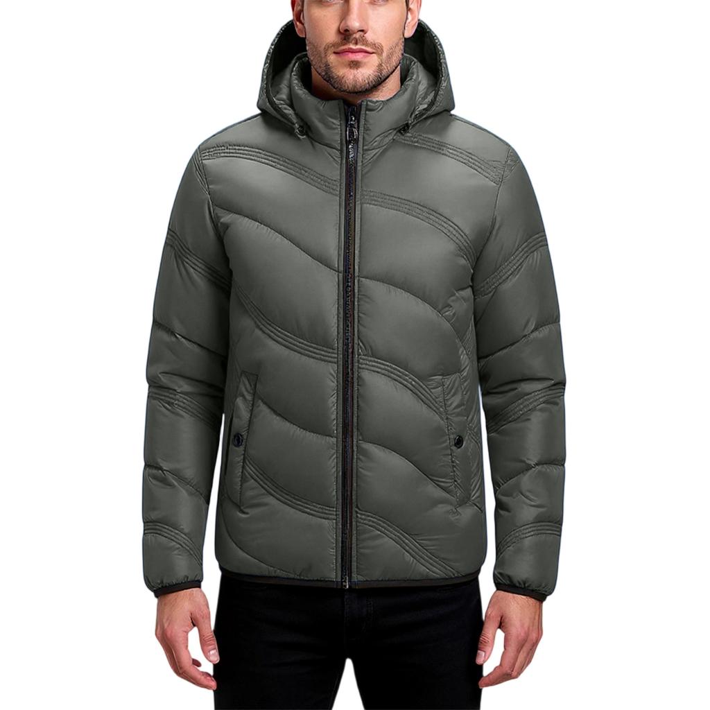 Herren Lockere Kapuzenjacke Baumwollgepolsterte Jacke Mantel