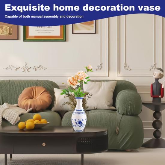 160 ks/sada 3D puzzle váza DIY ručně vyráběná modrobílá keramická mořská loď