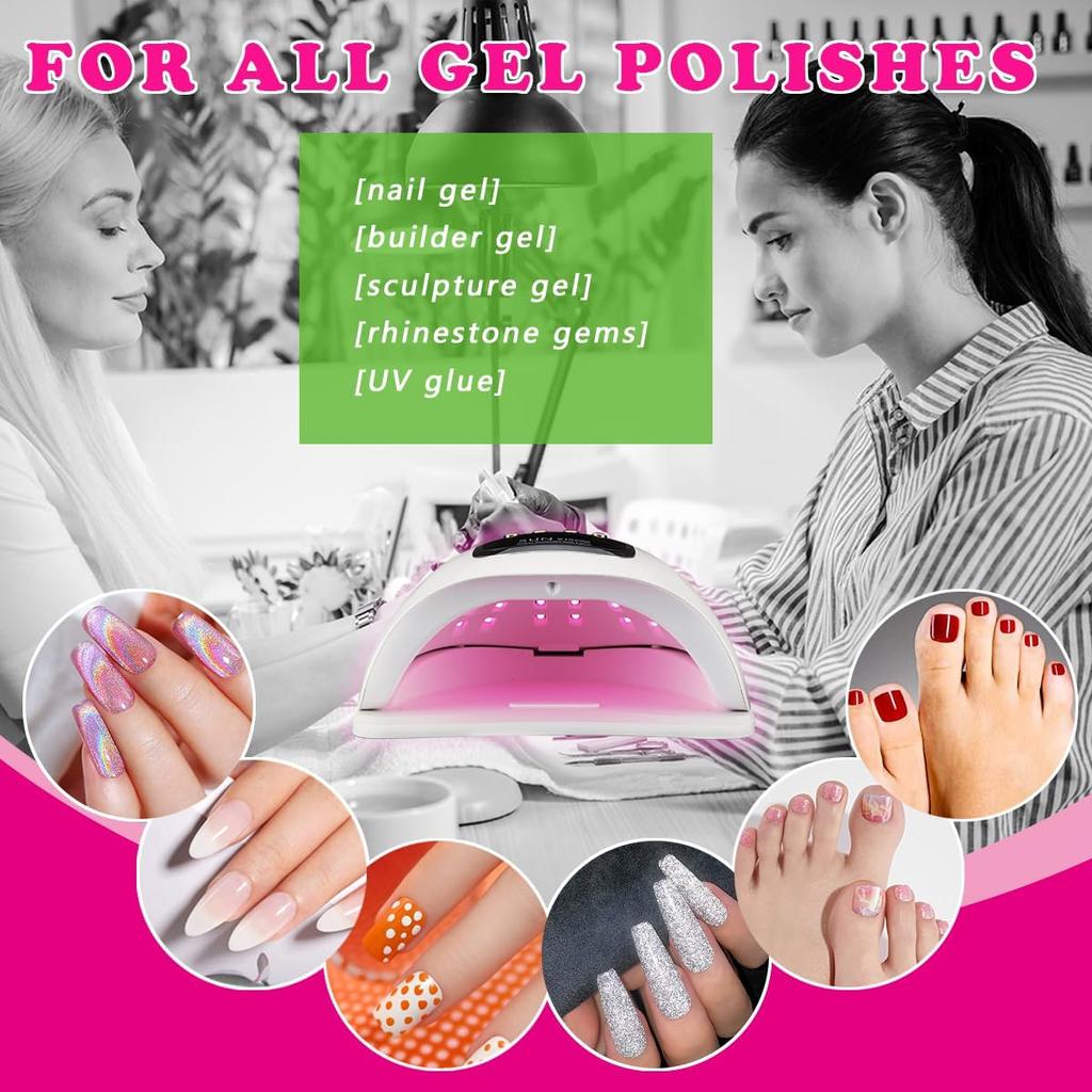 UV Led Gel Nail Lamp UV Nail Dryer for Gel Polish (Pink 280W)