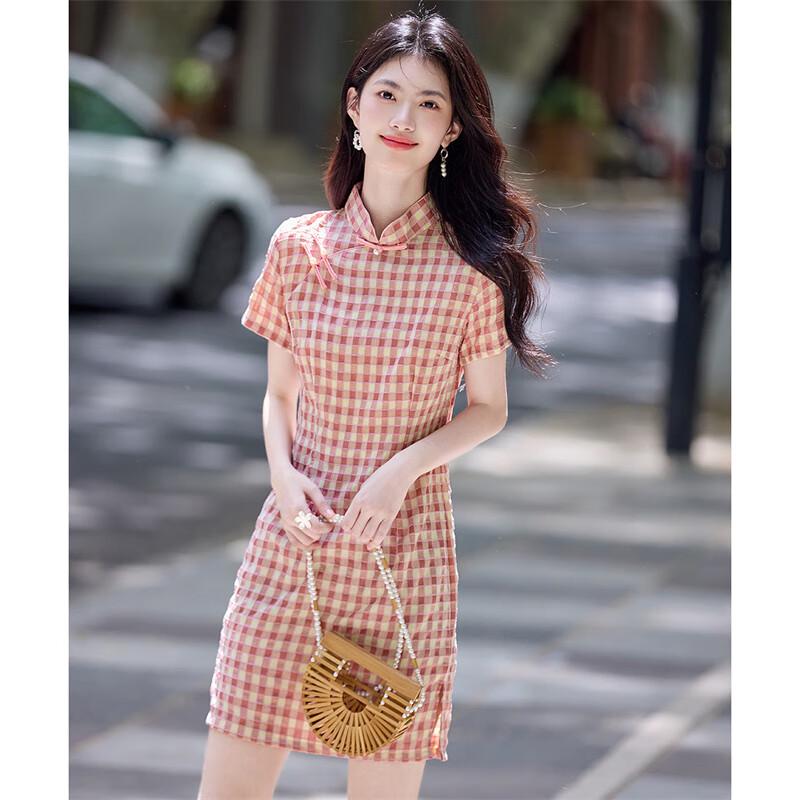 

Женское платье-чипао в клетку от Shang Jing M