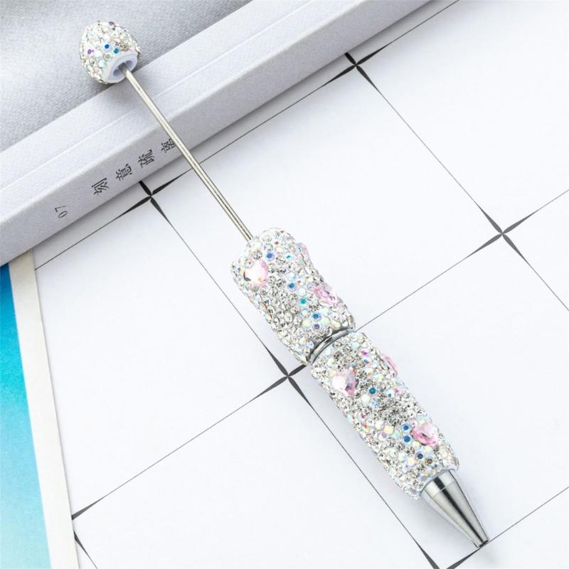 6pcs Rhinestones Fancy Pen Ballpoint Pen Smooth Writing Pen 1.0mm Glittering Beadable Pen Stationery Pen for School