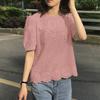 ZANZEA Women Casual Crew Neck Short Sleeve Embroidery Lace Blouse