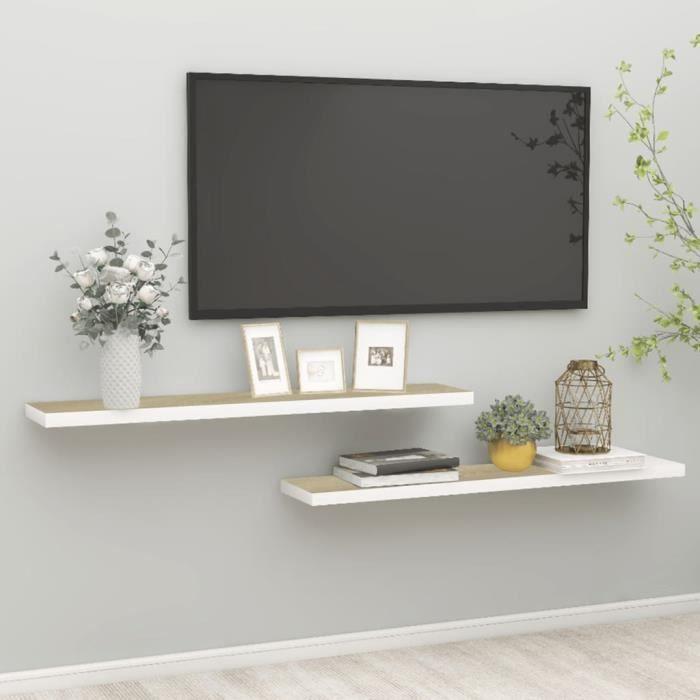 VidaXL Floating Shelves 2 Pcs Oak and White 120x23.5x3.8 Cm MDF