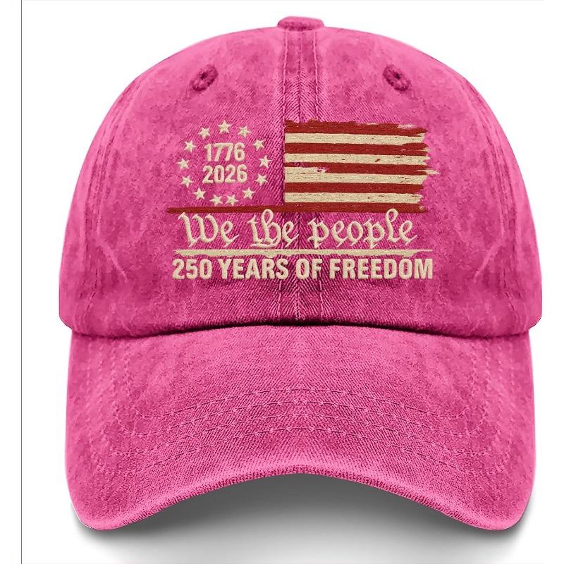 1pc Retro Washed Printted U.S. 250th Anniversary 250 Years Freedoms 1776-2026 Baseball Hats,suitable for Daily Wear Parties Adjustable розы красного