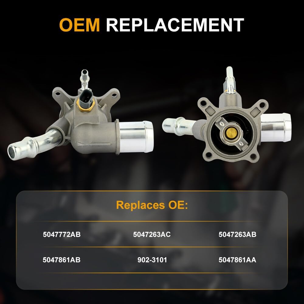 ROADFAR 5047772AB 5047263AB Original Equipment Engine Coolant Thermostat Water Inlet Assembly for 2015-2017 for Chrysler 200,2013-2016 for Dodge